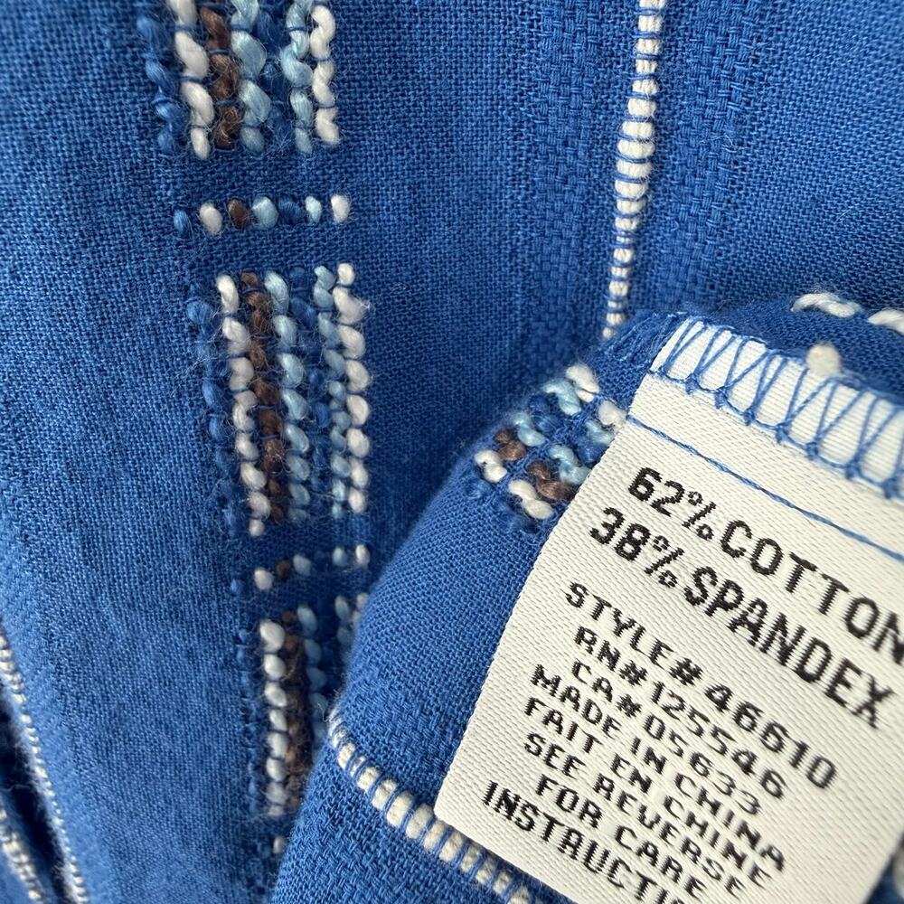Habitat Sz Medium Blue Wearable Art to Wear Long Sleeve Blouse Shirt Top Artsy - Picture 9 of 10